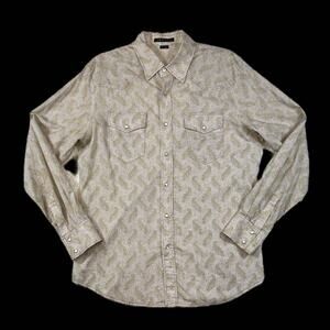 Theory Brown Dress Shirt Paisley Print | Size M